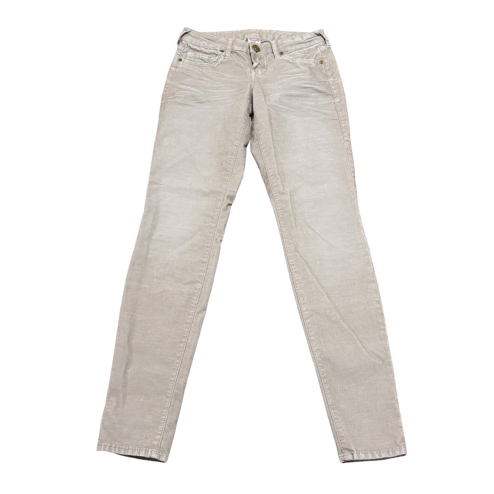 True Religion Jeans Women's 27x31 Casey Beige Corduroy Low Rise Skinny Pants